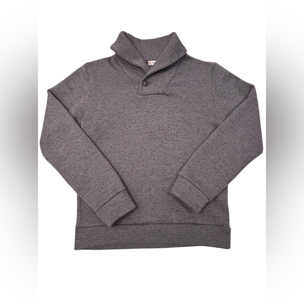 H2H Men's Shawl Cowl Neck‎ Pullover Gray Sweater M Single Button Grandpacore